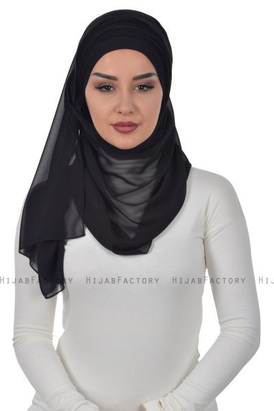 Alva - Svart Praktisk Hijab & Underslöja