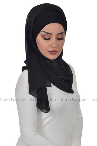Alva - Svart Praktisk Hijab & Underslöja
