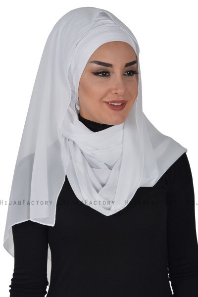 Alva - Vit Praktisk Hijab & Underslöja