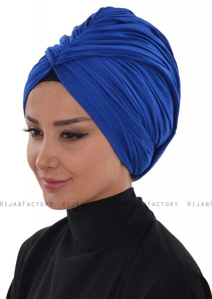Amy - Blå Bomull Turban - Ayse Turban