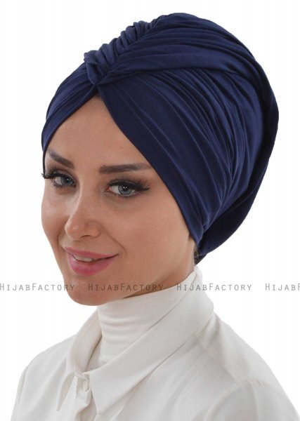 Amy - Marinblå Bomull Turban - Ayse Turban