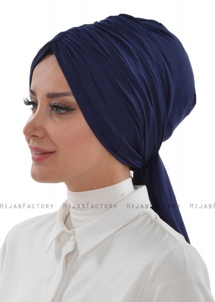 Amy - Marinblå Bomull Turban - Ayse Turban