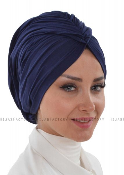 Amy - Marinblå Bomull Turban - Ayse Turban