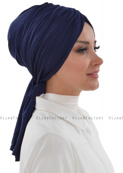 Amy - Marinblå Bomull Turban - Ayse Turban