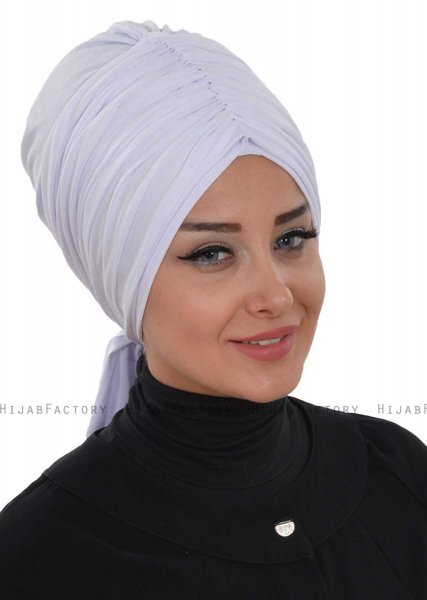Amy - Vit Bomull Turban - Ayse Turban