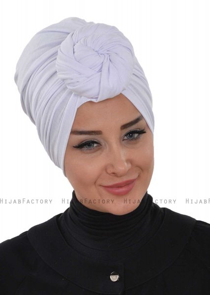 Amy - Vit Bomull Turban - Ayse Turban