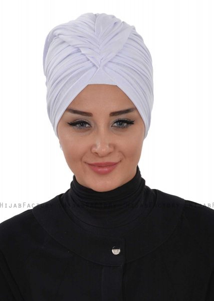 Amy - Vit Bomull Turban - Ayse Turban
