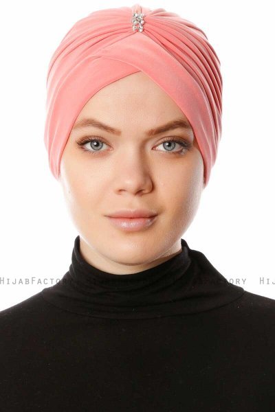 Arwa - Hallonröd Crepe Chiffon Turban - Sehr-i Sal