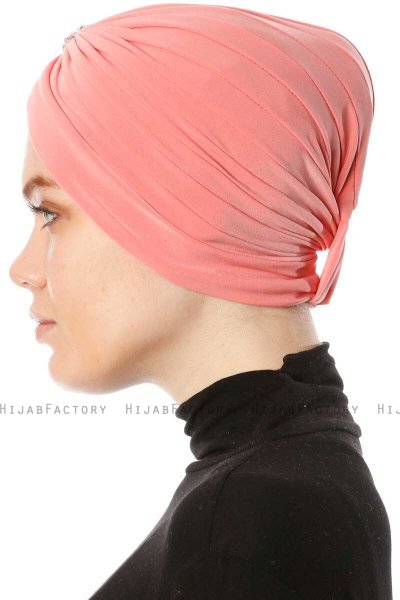 Arwa - Hallonröd Crepe Chiffon Turban - Sehr-i Sal