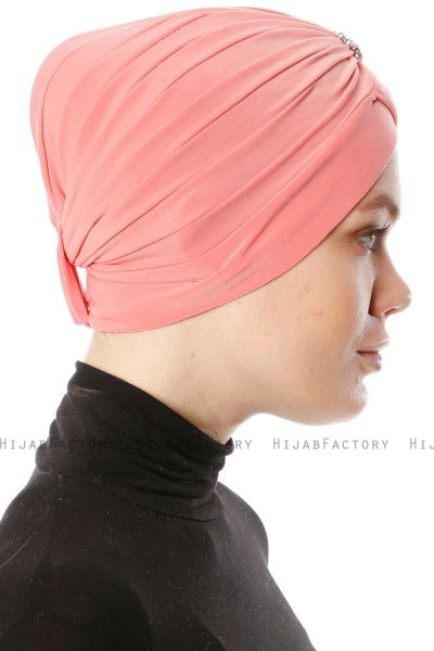 Arwa - Hallonröd Crepe Chiffon Turban - Sehr-i Sal