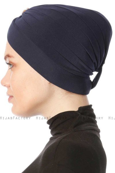 Arwa - Marinblå Crepe Chiffon Turban - Sehr-i Sal