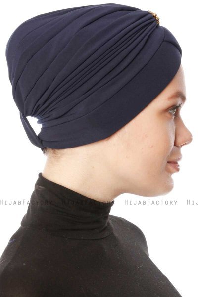 Arwa - Marinblå Crepe Chiffon Turban - Sehr-i Sal