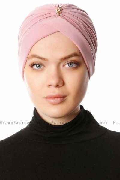 Arwa - Mörkrosa Crepe Chiffon Turban - Sehr-i Sal