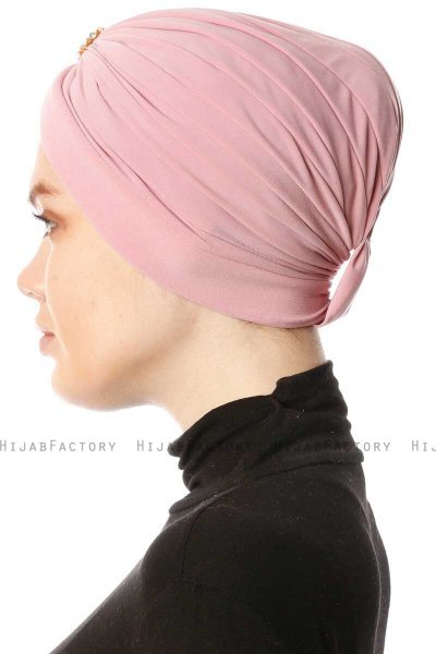 Arwa - Mörkrosa Crepe Chiffon Turban - Sehr-i Sal
