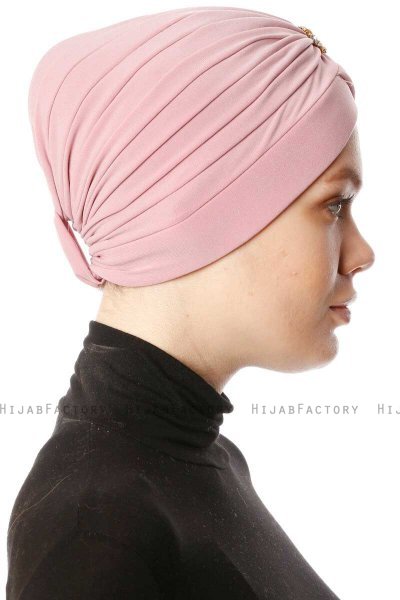 Arwa - Mörkrosa Crepe Chiffon Turban - Sehr-i Sal