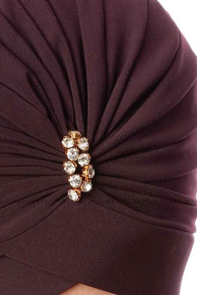 Arwa - Plommon Crepe Chiffon Turban - Sehr-i Sal