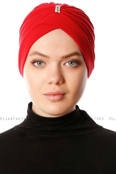 Arwa - Röd Crepe Chiffon Turban - Sehr-i Sal