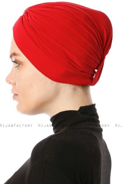 Arwa - Röd Crepe Chiffon Turban - Sehr-i Sal