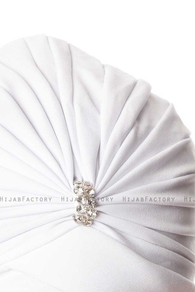 Arwa - Vit Crepe Chiffon Turban - Sehr-i Sal