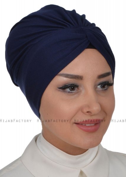Astrid - Marinblå Bomull Turban - Ayse Turban