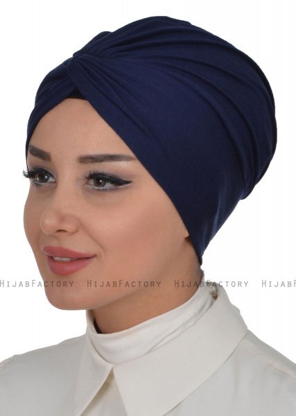 Astrid - Marinblå Bomull Turban - Ayse Turban