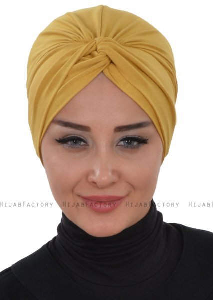 Astrid - Senapsgul Bomull Turban - Ayse Turban
