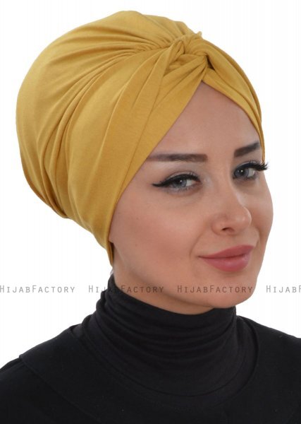 Astrid - Senapsgul Bomull Turban - Ayse Turban