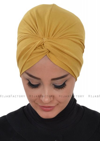 Astrid - Senapsgul Bomull Turban - Ayse Turban