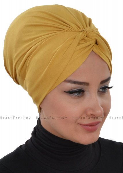 Astrid - Senapsgul Bomull Turban - Ayse Turban