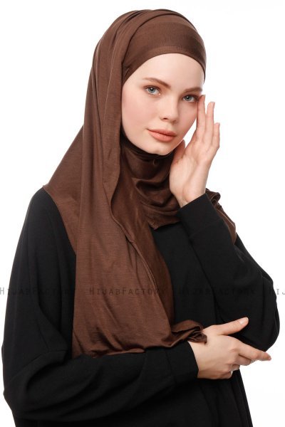 Asya - Brun Praktisk Viskos Hijab