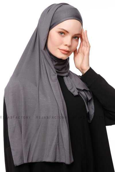 Asya - Mörkgrå Praktisk Viskos Hijab