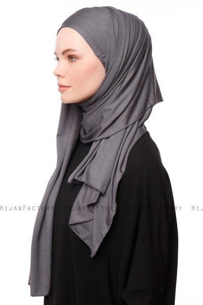 Asya - Mörkgrå Praktisk Viskos Hijab