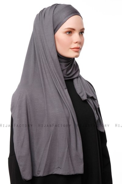 Asya - Mörkgrå Praktisk Viskos Hijab