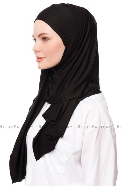 Asya - Svart Praktisk Viskos Hijab
