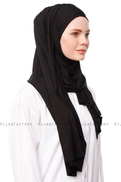 Asya - Svart Praktisk Viskos Hijab