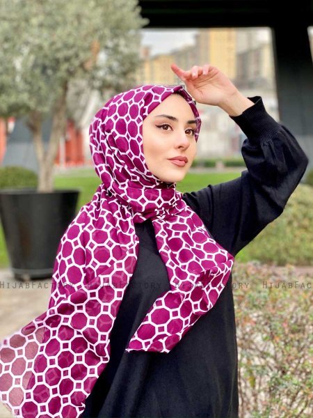 Atika - Bordeaux Mönstrad Bomull Hijab - Mirach