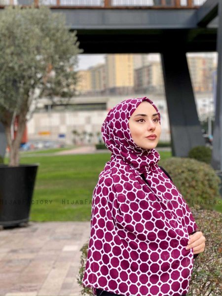 Atika - Bordeaux Mönstrad Bomull Hijab - Mirach