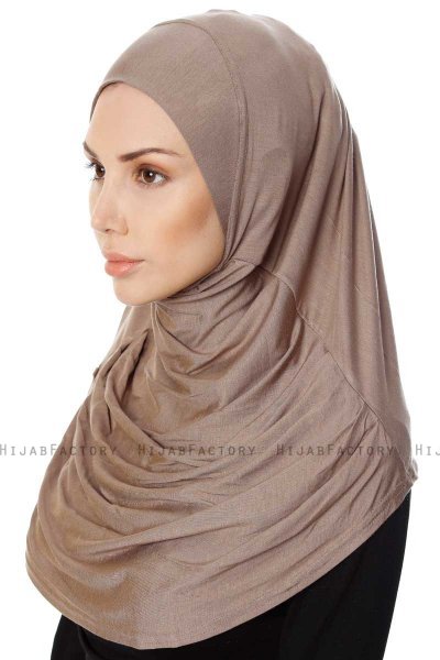 Ava - Mörk Taupe One-Piece Al Amira Hijab - Ecardin