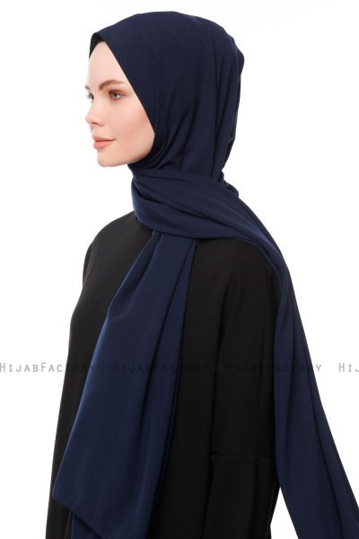 Aylin - Marinblå Medine Silk Hijab - Gülsoy