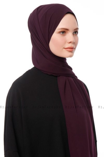 Aylin - Mörklila Medine Silk Hijab - Gülsoy