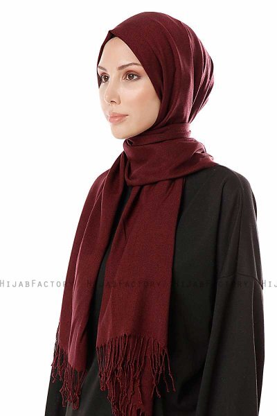 Aysel - Mörk Bordeaux Pashmina Hijab - Gülsoy