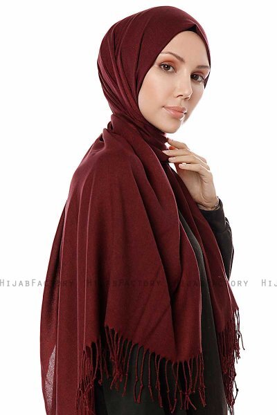 Aysel - Mörk Bordeaux Pashmina Hijab - Gülsoy