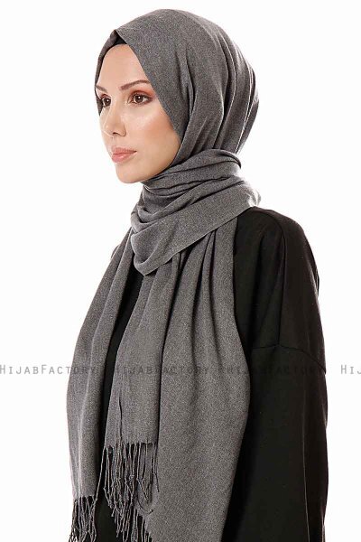 Aysel - Mörkgrå Pashmina Hijab - Gülsoy