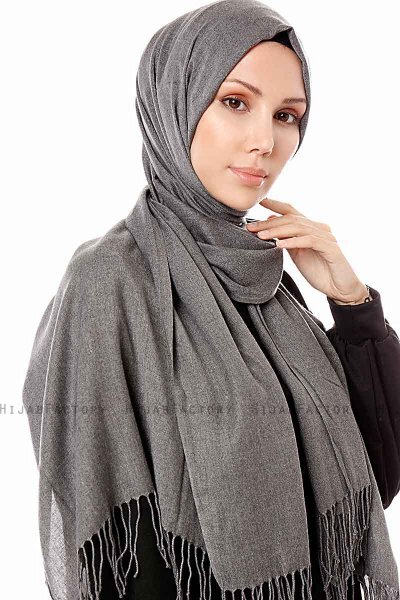 Aysel - Mörkgrå Pashmina Hijab - Gülsoy
