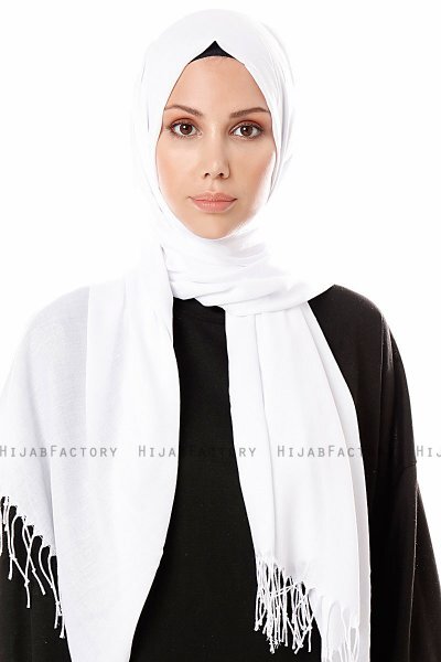 Aysel - Vit Pashmina Hijab - Gülsoy