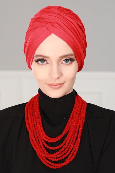 Fiona - Röd Bomull Turban - Ayse Turban