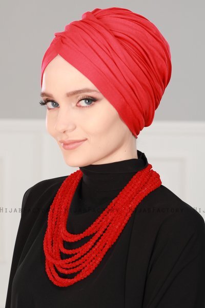 Fiona - Röd Bomull Turban - Ayse Turban