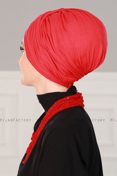 Fiona - Röd Bomull Turban - Ayse Turban