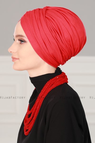 Fiona - Röd Bomull Turban - Ayse Turban