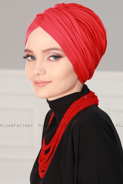Fiona - Röd Bomull Turban - Ayse Turban